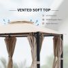 10*10 FT Softtop Metal Gazebo with Mosquito Net&Sunshade Curtains,Sturdy Heavy Duty Double Roof Canopy,Galvanized Steel Design Outdoor Tent,Suitable f