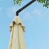 Outsunny 9.5FT Cantilever Patio Umbrella with Crank, Cross Base and Air Vent, Round Hanging Offset Umbrella, Heavy Duty Outdoor Umbrella for Garden, P