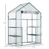 Outsunny 5' x 2.5' x 6.5' Mini Walk-in Greenhouse Kit, Portable Green House with 3 Tier Shleves, Roll-Up Door, and Weatherized Plastic Cover for Backy