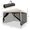 210D Oxford 10' x 10' Pop Up Canopy Tent with Netting, Instant Screen Room House, Tents for Parties, Height Adjustable, with Carry Bag, for Outdoor, G