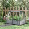Outsunny 4' x 3' Galvanized Raised Garden Bed with Mini PVC Greenhouse Cover, Outdoor Metal Planter Box with 2 Roll-Up Windows for Growing Flowers, Fr