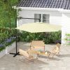 Outsunny 9.5FT Cantilever Patio Umbrella with Crank, Cross Base and Air Vent, Round Hanging Offset Umbrella, Heavy Duty Outdoor Umbrella for Garden, P