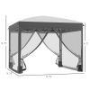 Outsunny 10' x 10' Pop Up Canopy Tent with Netting, Instant Sun Shelter, Tents for Parties, Height Adjustable, with Wheeled Carry Bag and 4 Sand Bags