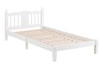 Twin Bed with Column-Decoration Headboard, with Bed Slats,White