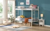 Twin Over Twin Metal Bunk Bed,Metal Structure Bedframe with Safety Guardrails and 2 ladders,Convertible Bunkbeds,No Spring Box Required and Space Savi
