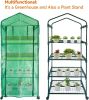 Mini Greenhouse,4 Tier Small Portable Greenhouses Kit with Caster Wheels and Roll-up Zipper PE Cover,Green House for Indoor Outdoor Seedling and Plant