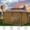 10X13ft Patio Gazebo with Netting & Curtains, Brown