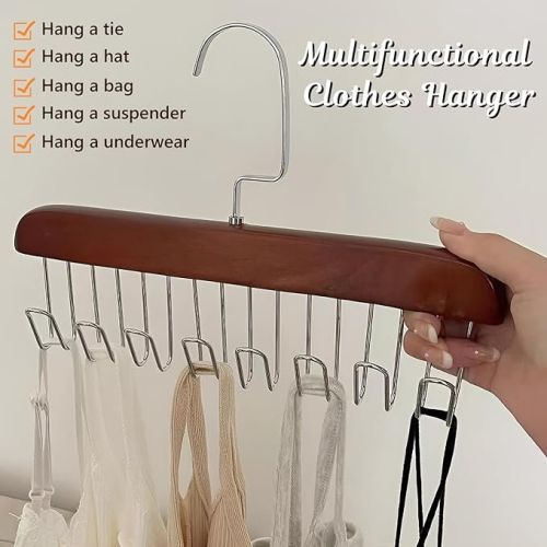 3Pcs Bra Hangers For Closet Organizer, All In One Hanger - 360 Rotating, Tank Top Hanger With 8 Hooks, Bra Organizer, Space Saving Closet Organizer Fo