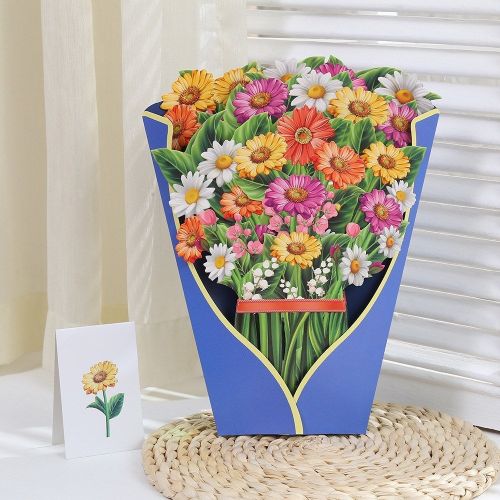 3D Pop Up Flower Bouquet Paper Flowers Cards; Forever Flower Bouquet Birthday Gift Greeting Cards With Note Card And Envelope For Women Girls Wife Mom