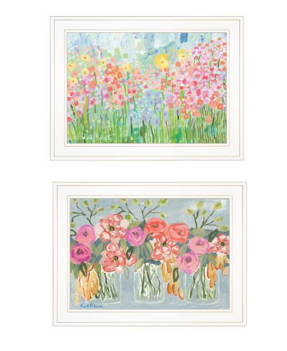 "Garden Flowers II" 2-Piece Vignette by Kait Roberts, Ready to Hang Framed Print, White Frame