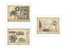 "Garden Bath Collection" 3-Piece Vignette By Pam Britton, Printed Wall Art, Ready To Hang Framed Poster, White Frame