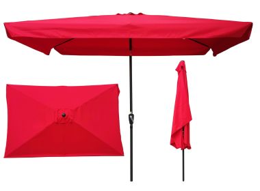 10 x 6.5ft Rectangular Patio Umbrella Outdoor Market Umbrellas with Crank and Push Button Tilt for Garden Swimming Pool Market RT (sku: W65627940)