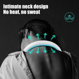 Mini hanging handheld leafless hanging neck fan portable silent outdoor usb charging super long life portable cooling lazy small fan (Color: White [Hangneck Fan])