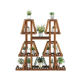 Indoor & Outdoor Wood Plant Stand for Multiple Plants (Type: Style A, Color: As pic show)
