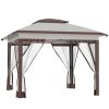 Outsunny 12' x 12' Pop Up Canopy Tent with Netting and Carry Bag, Instant Sun Shelter with 137 sq.ft Shade, Tents for Parties, Height Adjustable, for