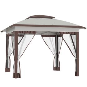 Outsunny 12' x 12' Pop Up Canopy Tent with Netting and Carry Bag, Instant Sun Shelter with 137 sq.ft Shade, Tents for Parties, Height Adjustable, for (Color: as Pic)