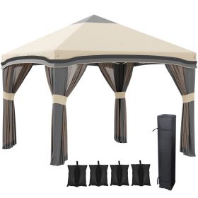 Outsunny 10' x 10' Pop Up Canopy Tent with Netting, Instant Tents for Parties, Height Adjustable, with Wheeled Carry Bag and 4 Sand Bags for Outdoor, (Color: as Pic)