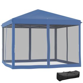 Outsunny 10' x 10' Pop Up Canopy Tent with Netting, Instant Gazebo, Ez up Screen House Room with Carry Bag, Height Adjustable, for Outdoor, Garden, Pa (Color: as Pic)