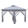 Outsunny 11' x 11' Pop Up Canopy, Instant Canopy Tent with Solar LED Lights, Remote Control, Zippered Mesh Sidewalls and Carrying Bag for Backyard Gar