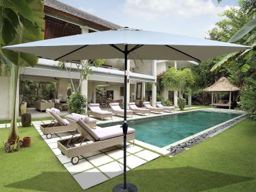 6 x 9ft Patio Umbrella Outdoor Waterproof Umbrella with Crank and Push Button Tilt without flap for Garden Backyard Pool Swimming Pool Market (Color: as Pic)