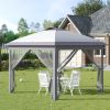 Outsunny 11' x 11' Pop Up Canopy, Instant Canopy Tent with Solar LED Lights, Remote Control, Zippered Mesh Sidewalls and Carrying Bag for Backyard Gar