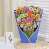 3D Pop Up Flower Bouquet Paper Flowers Cards; Forever Flower Bouquet Birthday Gift Greeting Cards With Note Card And Envelope For Women Girls Wife Mom