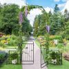 87 Inches Garden Arbor with Lockable Gate Side Planters
