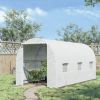 Outsunny 15' x 7' x 7' Walk-In Tunnel Greenhouse, Large Garden Hot House Kit with 6 Roll-up Windows & Roll Up Door, Steel Frame, White