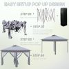Outsunny 11' x 11' Pop Up Canopy, Instant Canopy Tent with Solar LED Lights, Remote Control, Zippered Mesh Sidewalls and Carrying Bag for Backyard Gar
