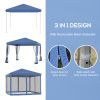 Outsunny 10' x 10' Pop Up Canopy Tent with Netting, Instant Gazebo, Ez up Screen House Room with Carry Bag, Height Adjustable, for Outdoor, Garden, Pa