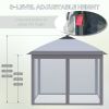 Outsunny 11' x 11' Pop Up Canopy, Instant Canopy Tent with Solar LED Lights, Remote Control, Zippered Mesh Sidewalls and Carrying Bag for Backyard Gar