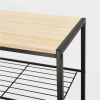 4 Tier Shoe Rack Black Metal with Natural